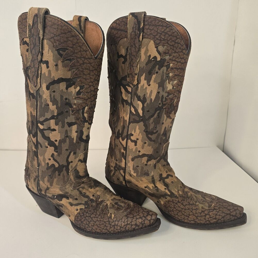 Dan Post Womens Western Boots Style DP3597 Visible Retro Camo Size 7.5 M Leather